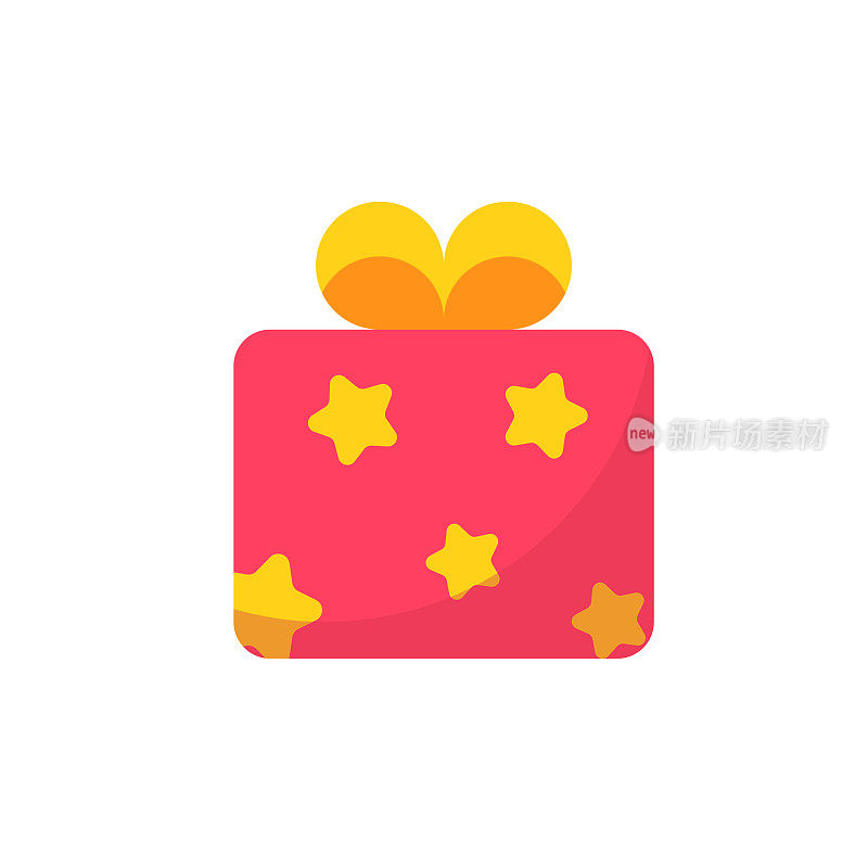 Gift with Star Pattern Flat Icon. Pixel Perfect. For Mobile and Web.